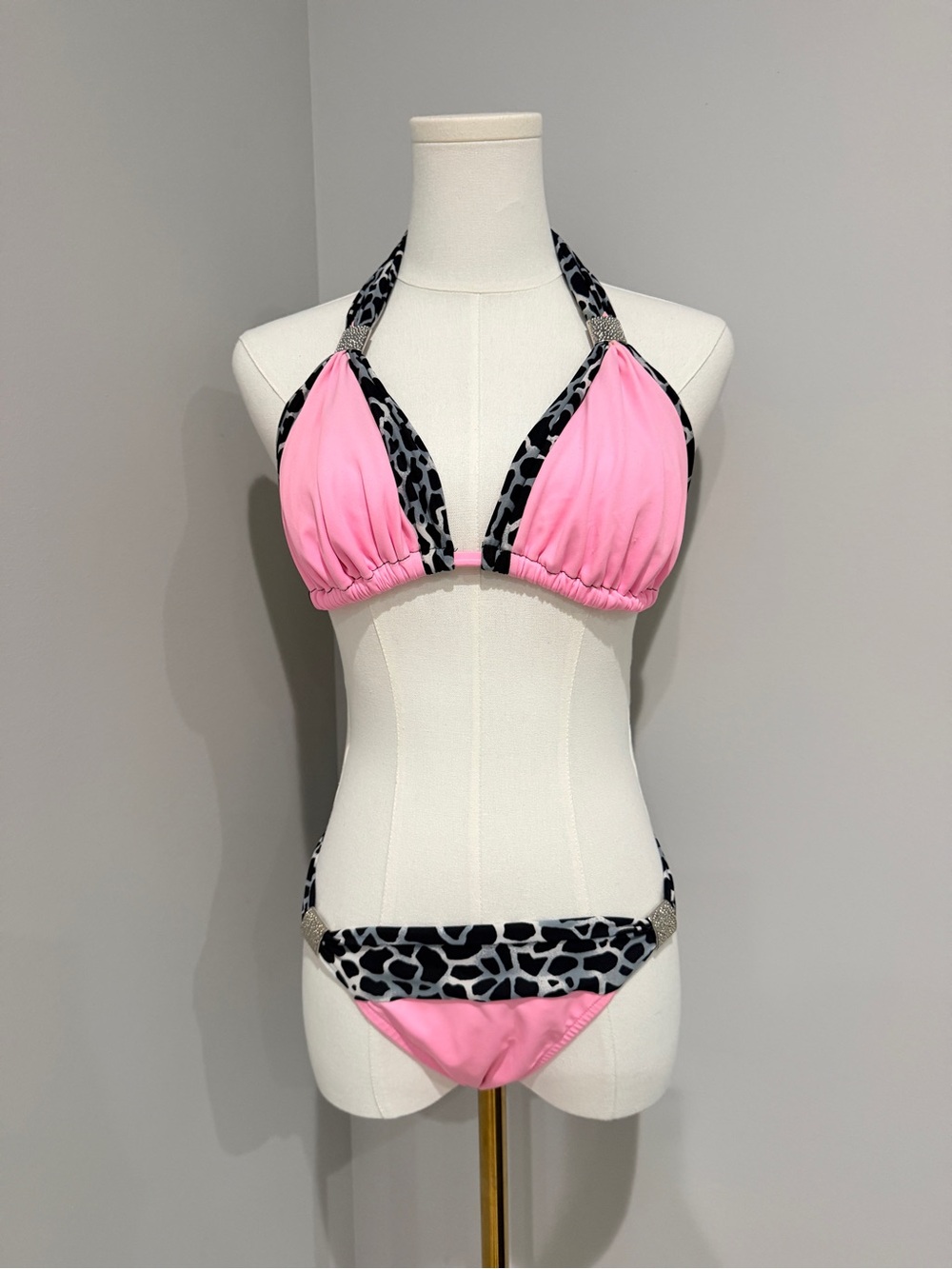 VENUS Pink Bikini with Black & Gray Leopard Trim